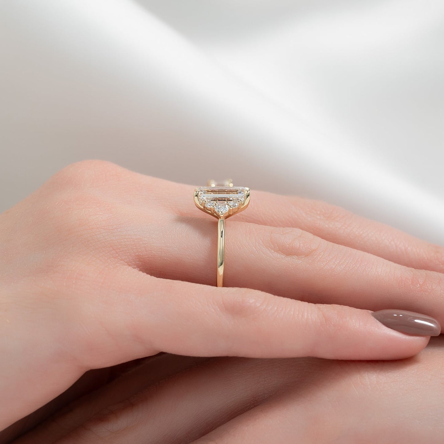 Asscher Three Stones Engagement Ring – 5.75 CT Moissanite Diamond