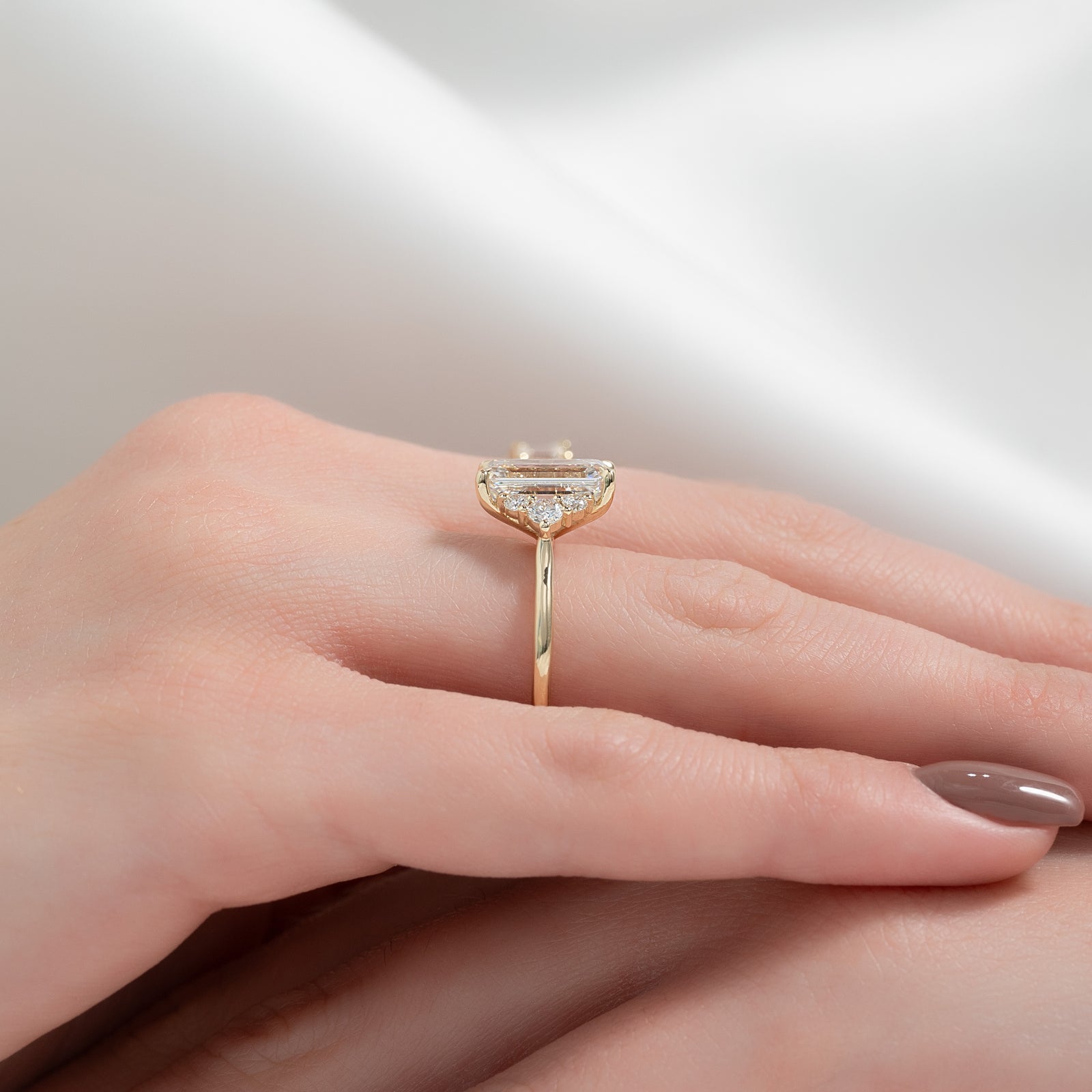 Asscher Three Stones Engagement Ring – 5.75 CT Moissanite Diamond