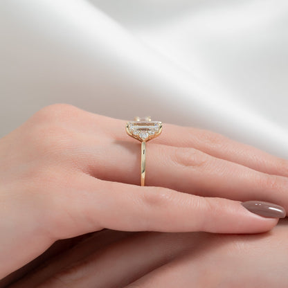 Asscher Three Stones Engagement Ring – 5.75 CT Moissanite Diamond