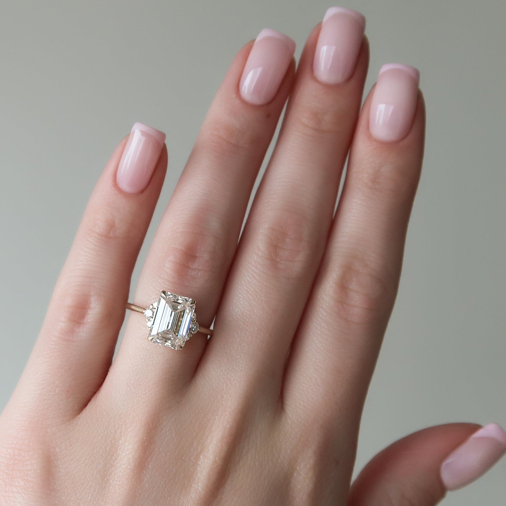 Asscher Three Stones Engagement Ring – 5.75 CT Moissanite Diamond