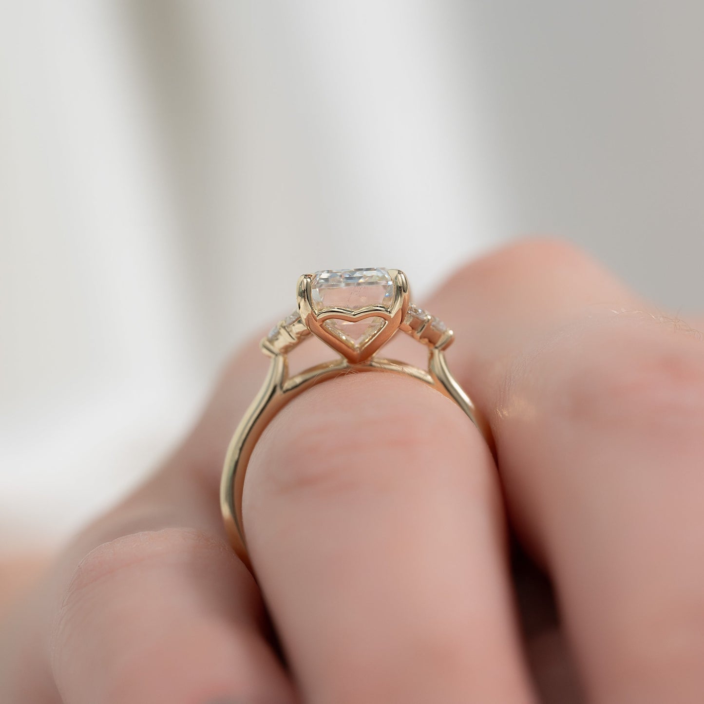 Asscher Three Stones Engagement Ring – 5.75 CT Moissanite Diamond