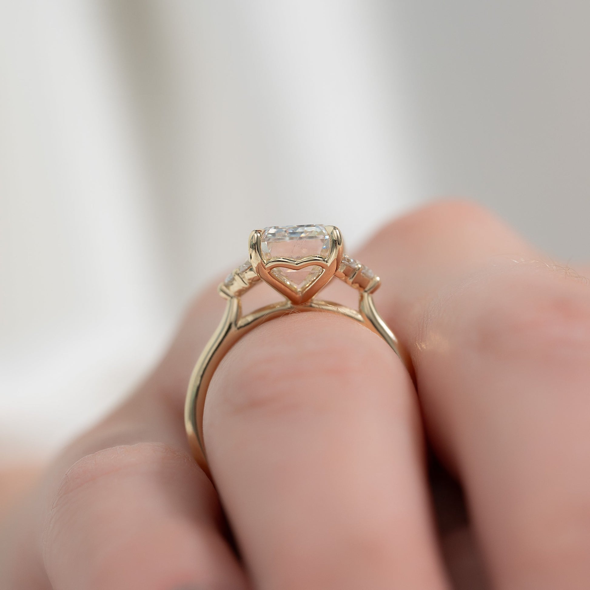 Asscher Three Stones Engagement Ring – 5.75 CT Moissanite Diamond