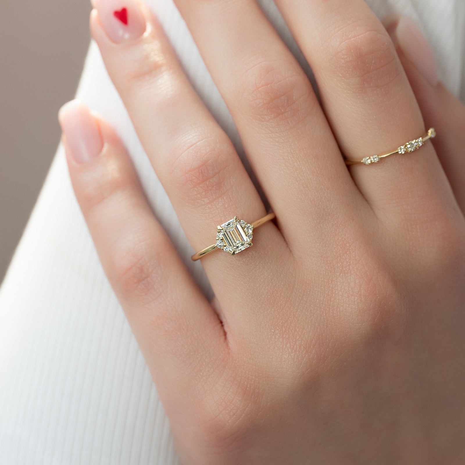 Asscher Three Stones Engagement Ring – 5.75 CT Moissanite Diamond
