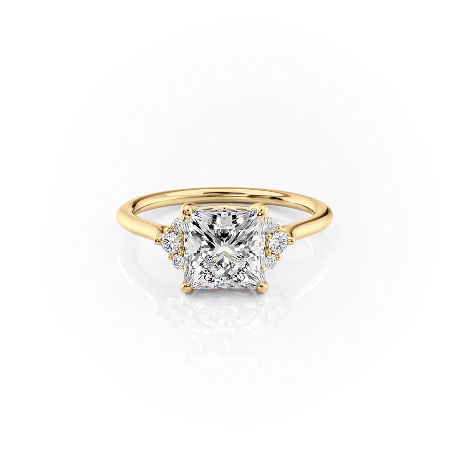 Asscher Three Stones Engagement Ring – 5.75 CT Moissanite Diamond