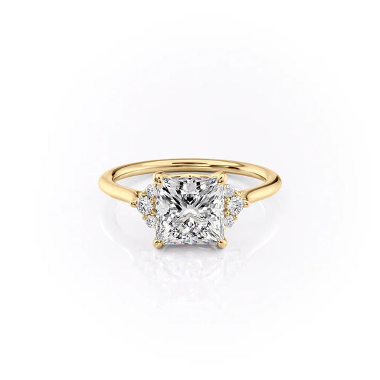 Asscher Three Stones Engagement Ring – 5.75 CT Moissanite Diamond