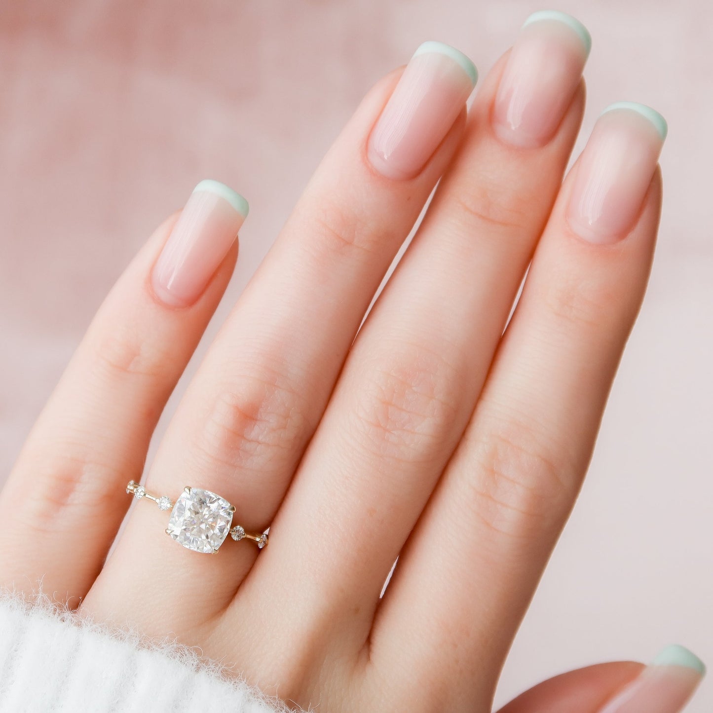 Asscher Three Stones Engagement Ring – 5.75 CT Moissanite Diamond