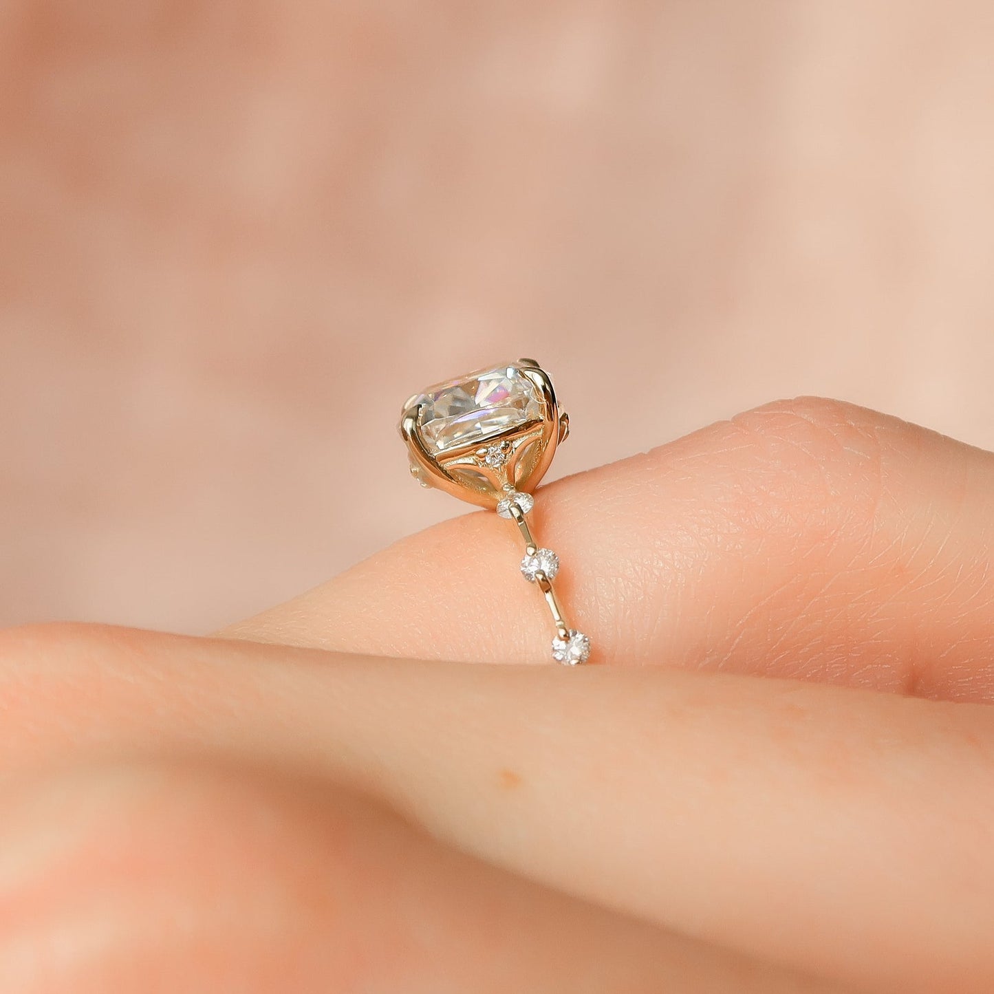 Asscher Three Stones Engagement Ring – 5.75 CT Moissanite Diamond
