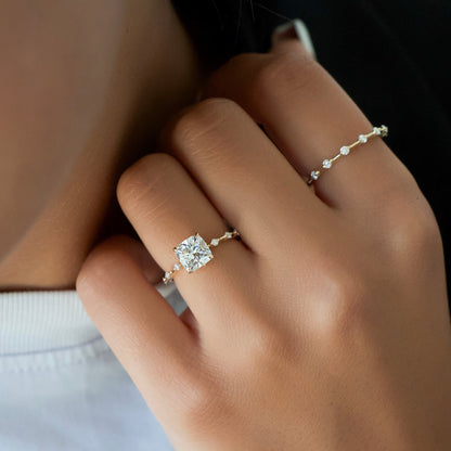 Asscher Three Stones Engagement Ring – 5.75 CT Moissanite Diamond