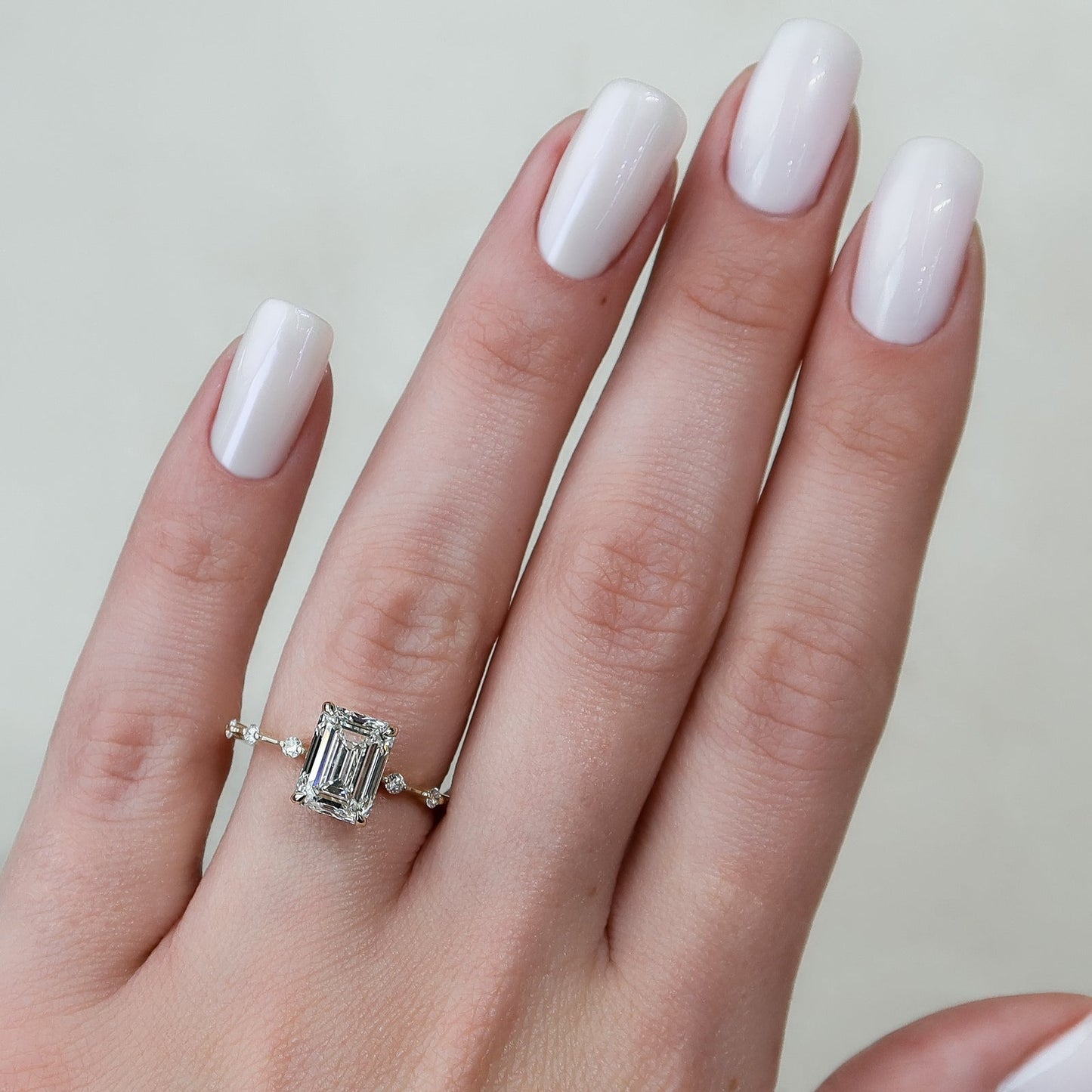 Asscher Three Stones Engagement Ring – 5.75 CT Moissanite Diamond