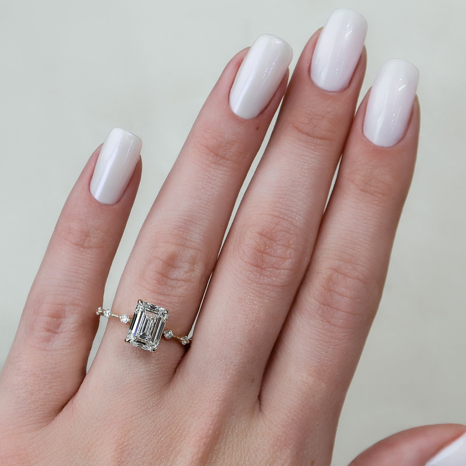 Asscher Three Stones Engagement Ring – 5.75 CT Moissanite Diamond