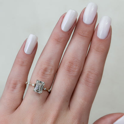 Asscher Three Stones Engagement Ring – 5.75 CT Moissanite Diamond