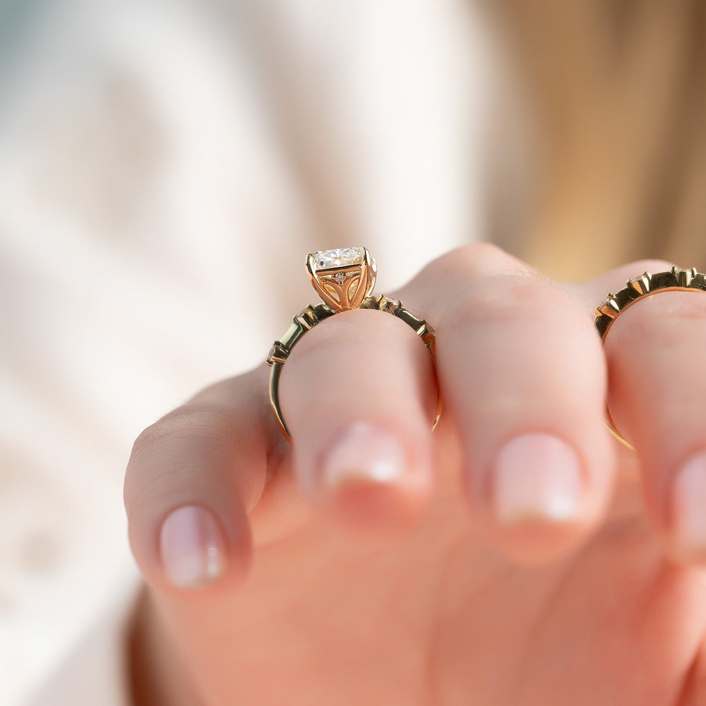 Asscher Three Stones Engagement Ring – 5.75 CT Moissanite Diamond