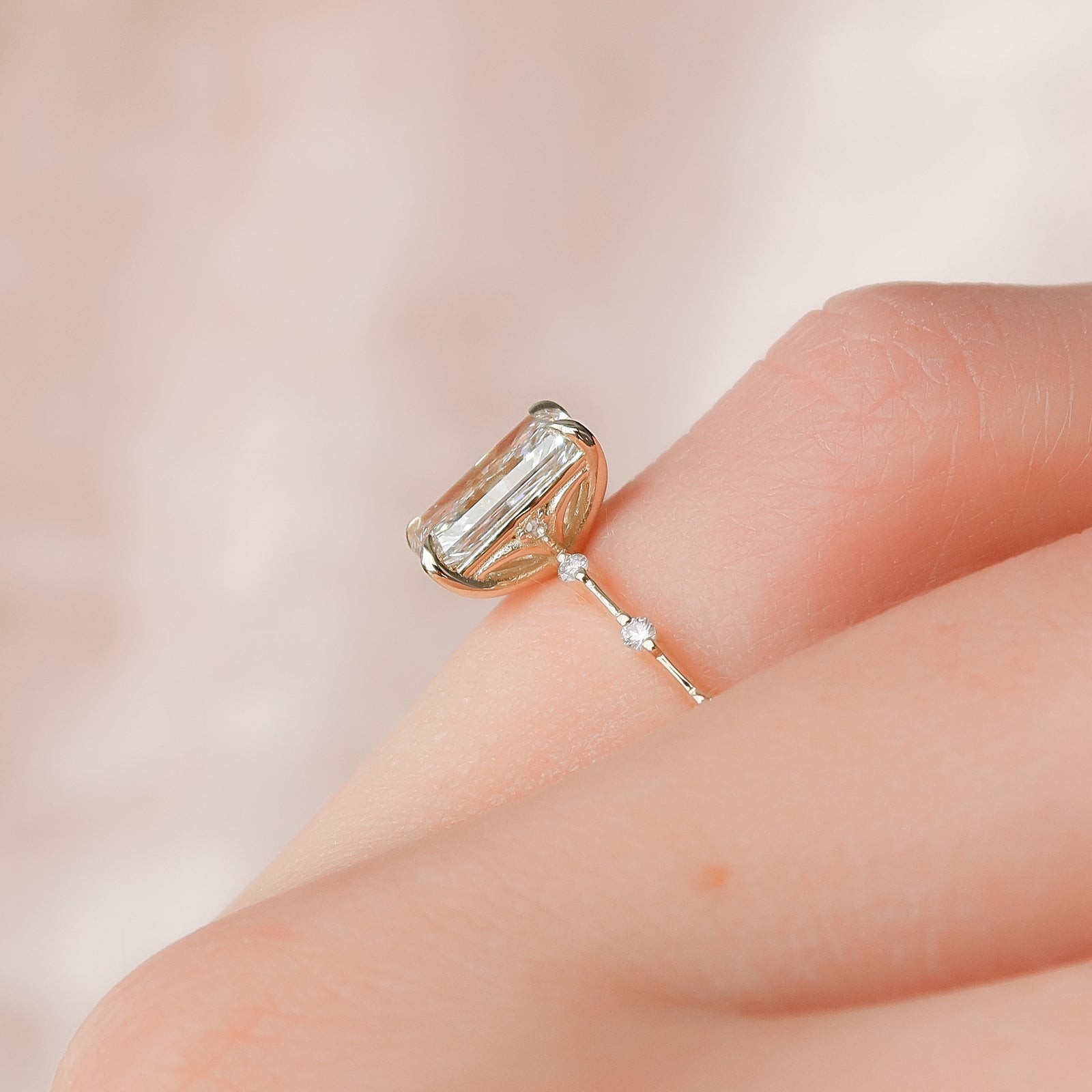 Asscher Three Stones Engagement Ring – 5.75 CT Moissanite Diamond