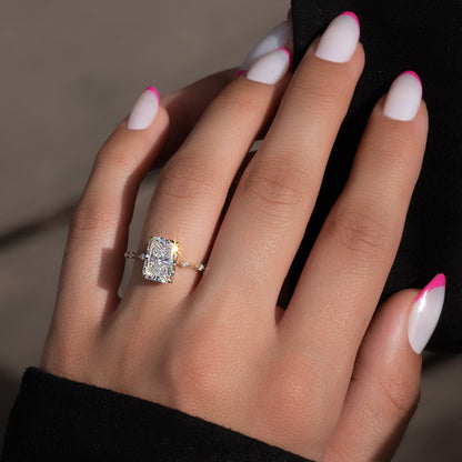 Asscher Three Stones Engagement Ring – 5.75 CT Moissanite Diamond