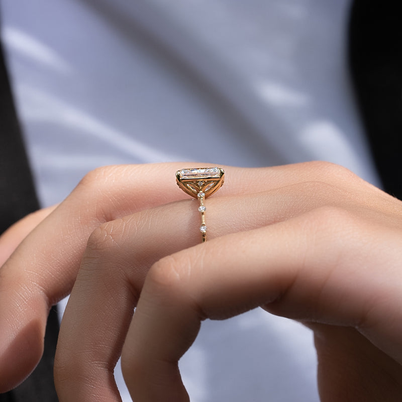 Asscher Three Stones Engagement Ring – 5.75 CT Moissanite Diamond