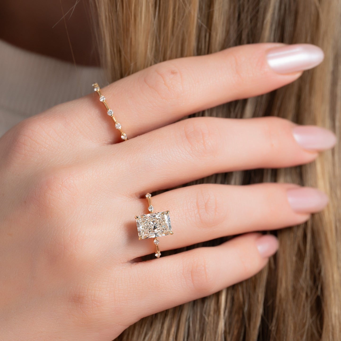 Asscher Three Stones Engagement Ring – 5.75 CT Moissanite Diamond