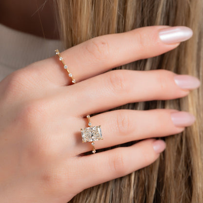 Asscher Three Stones Engagement Ring – 5.75 CT Moissanite Diamond