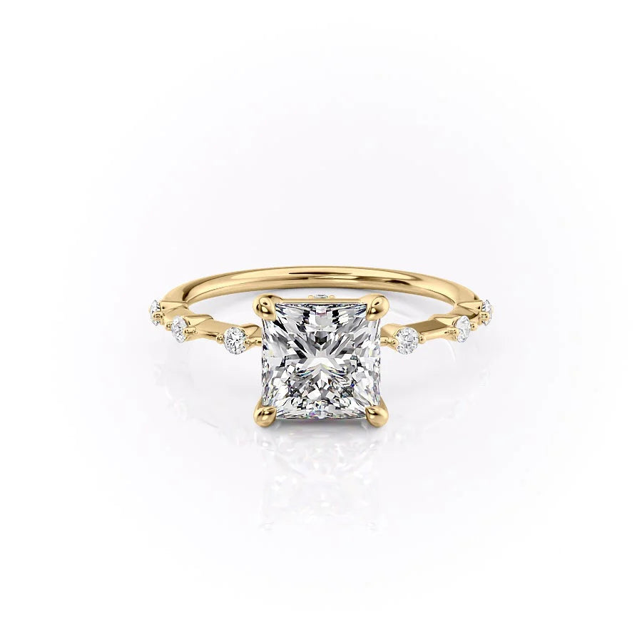 Asscher Three Stones Engagement Ring – 5.75 CT Moissanite Diamond