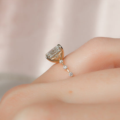 Asscher Three Stones Engagement Ring – 5.75 CT Moissanite Diamond