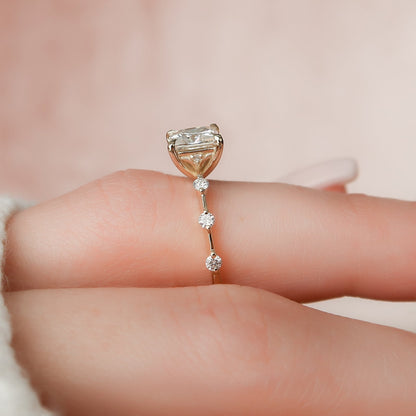 Asscher Three Stones Engagement Ring – 5.75 CT Moissanite Diamond