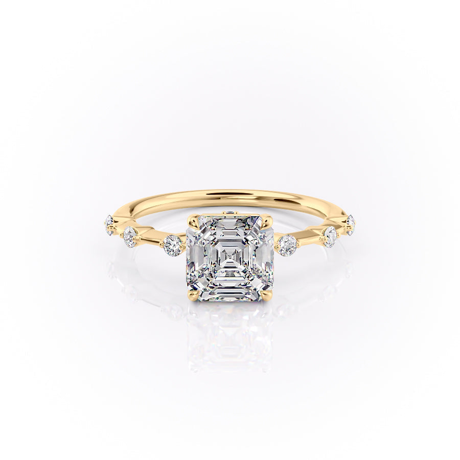 Asscher Three Stones Engagement Ring – 5.75 CT Moissanite Diamond