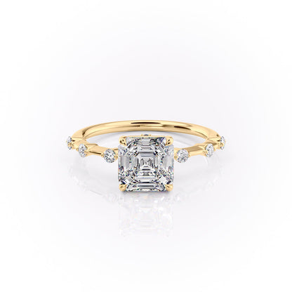 Asscher Three Stones Engagement Ring – 5.75 CT Moissanite Diamond