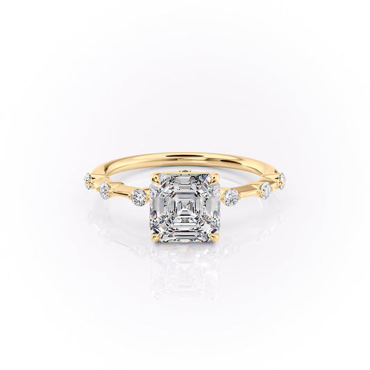 Asscher Three Stones Engagement Ring – 5.75 CT Moissanite Diamond