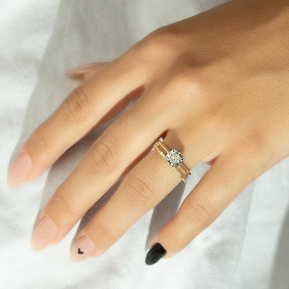 Asscher Three Stones Engagement Ring – 5.75 CT Moissanite Diamond