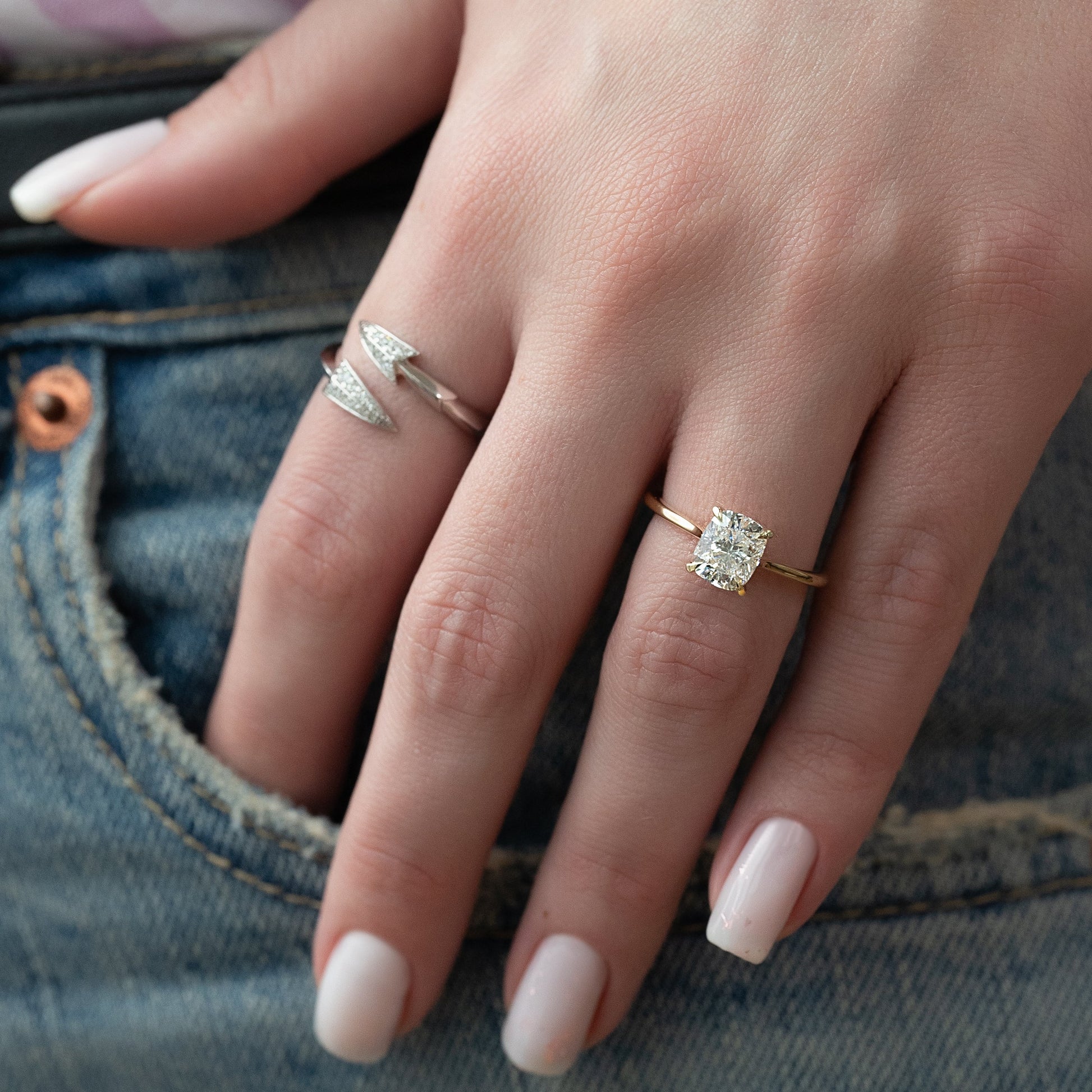 Asscher Three Stones Engagement Ring – 5.75 CT Moissanite Diamond