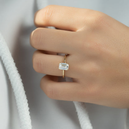 Asscher Three Stones Engagement Ring – 5.75 CT Moissanite Diamond