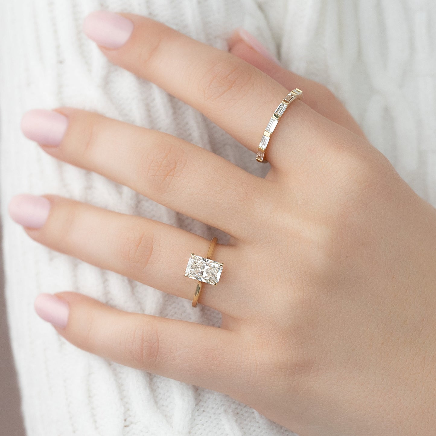 Asscher Three Stones Engagement Ring – 5.75 CT Moissanite Diamond