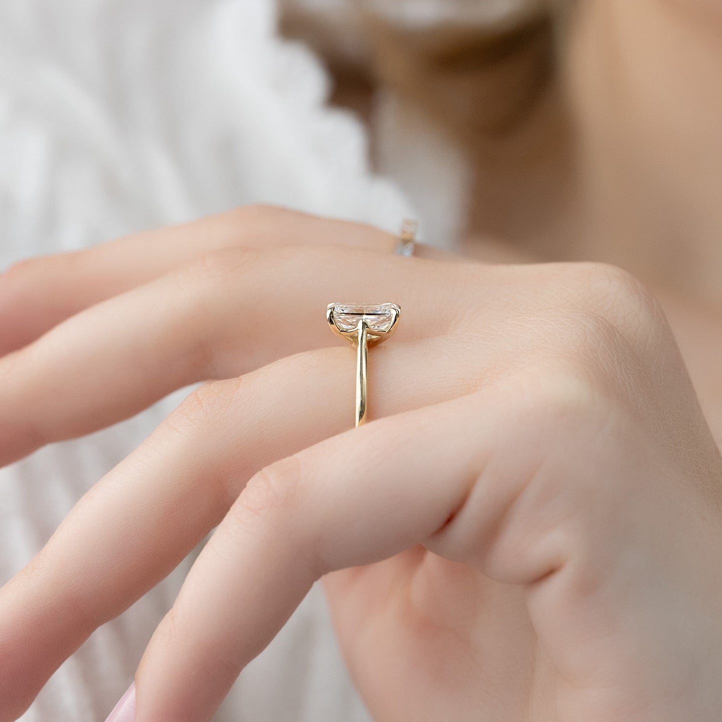 Asscher Three Stones Engagement Ring – 5.75 CT Moissanite Diamond