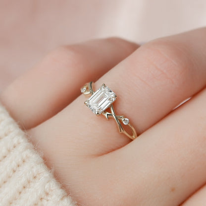 Asscher Three Stones Engagement Ring – 5.75 CT Moissanite Diamond