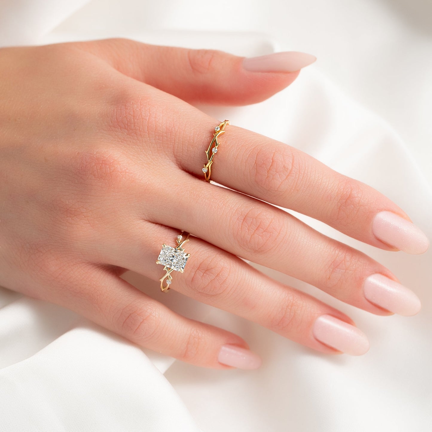 Asscher Three Stones Engagement Ring – 5.75 CT Moissanite Diamond