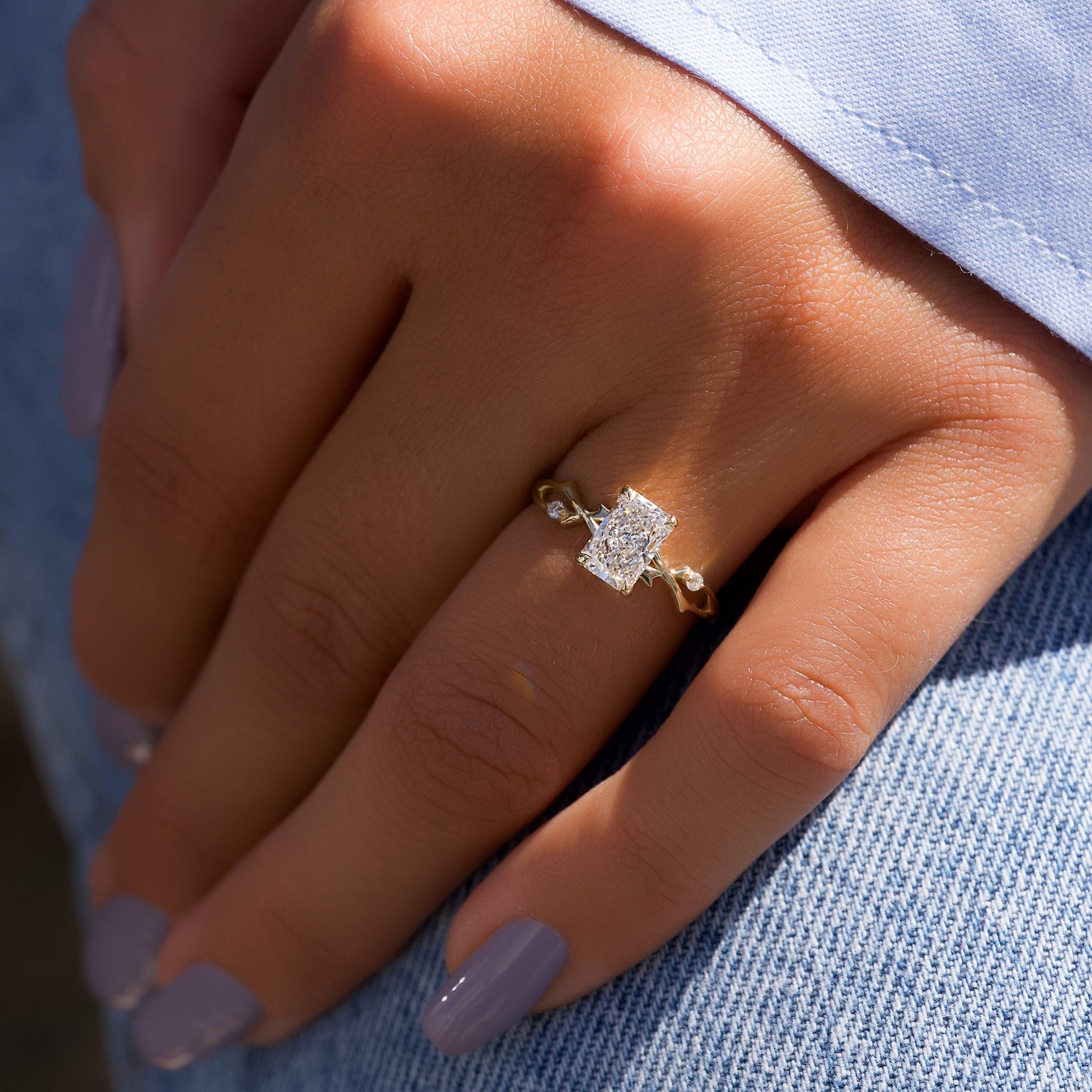 Asscher Three Stones Engagement Ring – 5.75 CT Moissanite Diamond