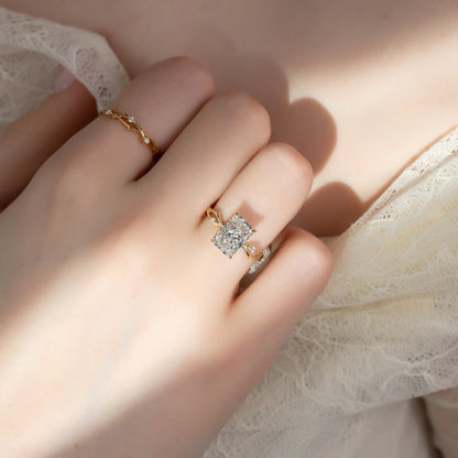 Asscher Three Stones Engagement Ring – 5.75 CT Moissanite Diamond