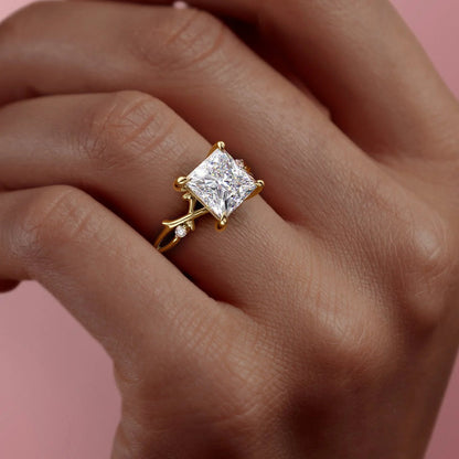 Asscher Three Stones Engagement Ring – 5.75 CT Moissanite Diamond