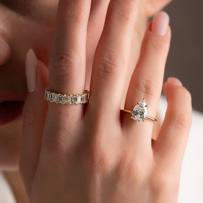 Asscher Three Stones Engagement Ring – 5.75 CT Moissanite Diamond