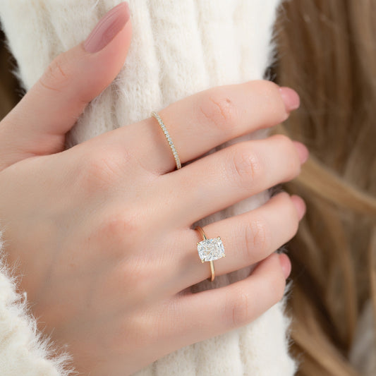 Asscher Three Stones Engagement Ring – 5.75 CT Moissanite Diamond
