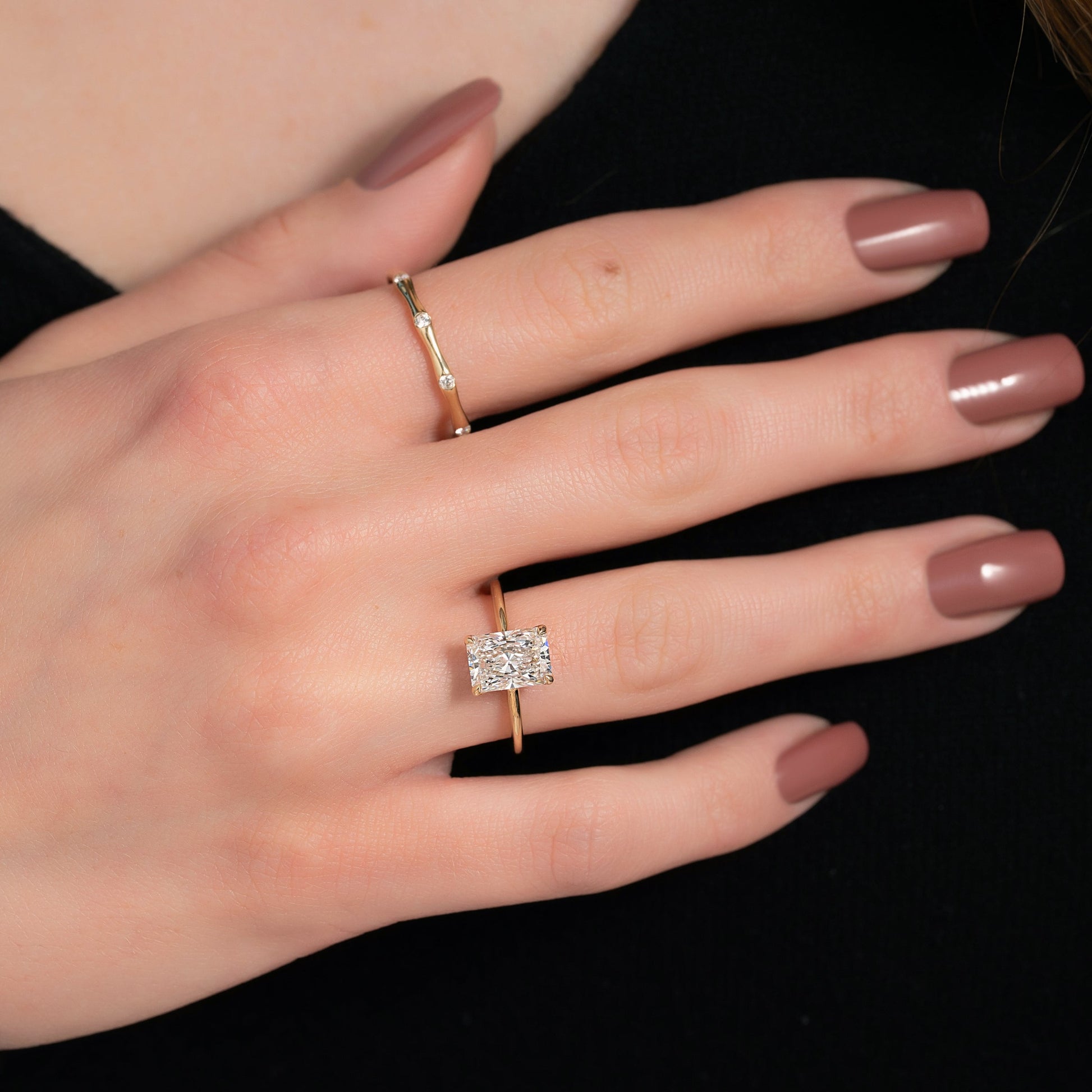 Asscher Three Stones Engagement Ring – 5.75 CT Moissanite Diamond