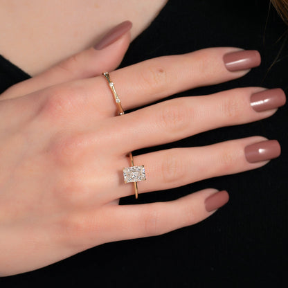 Asscher Three Stones Engagement Ring – 5.75 CT Moissanite Diamond