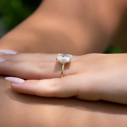 Asscher Three Stones Engagement Ring – 5.75 CT Moissanite Diamond