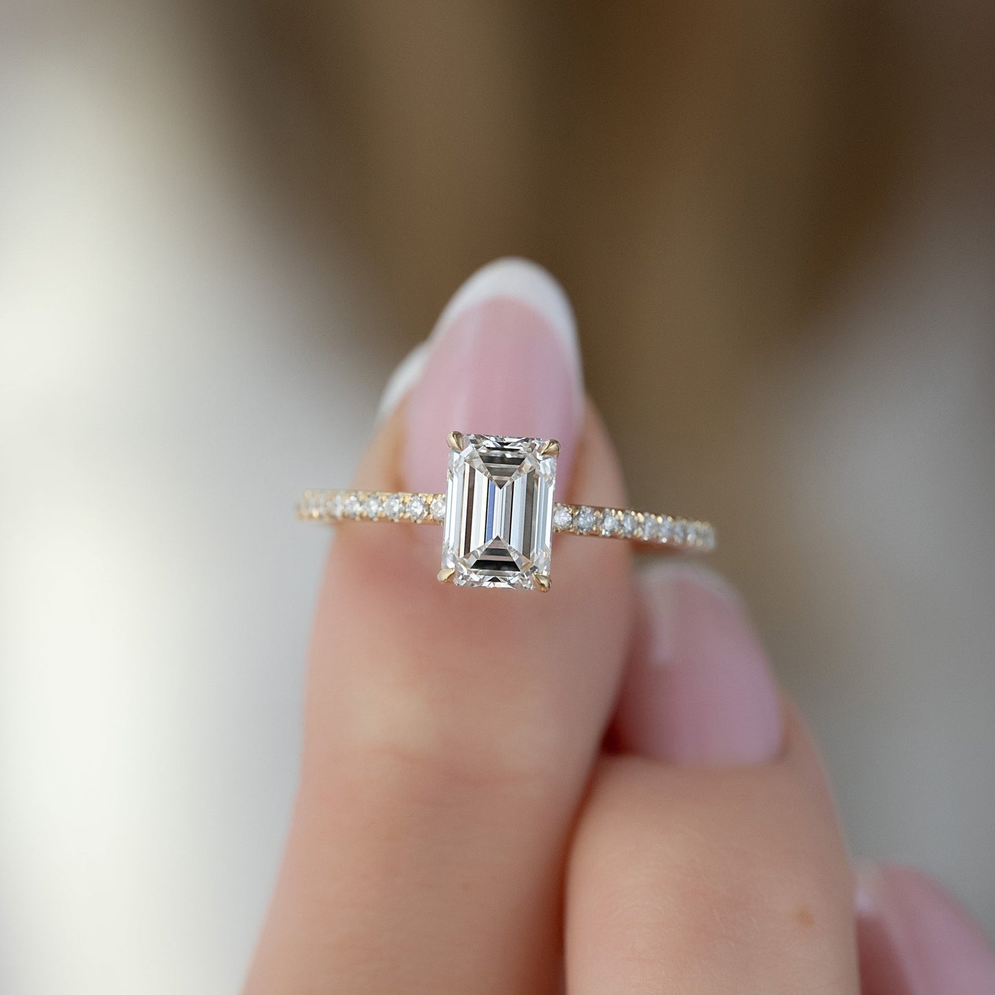 Asscher Three Stones Engagement Ring – 5.75 CT Moissanite Diamond