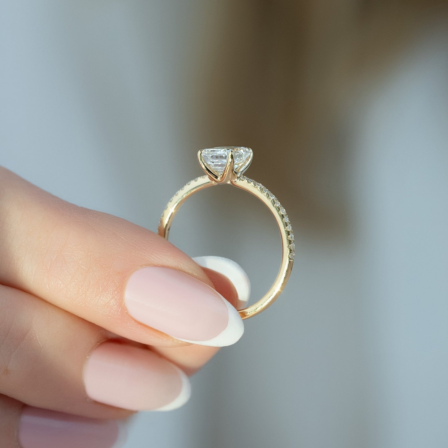 Asscher Three Stones Engagement Ring – 5.75 CT Moissanite Diamond