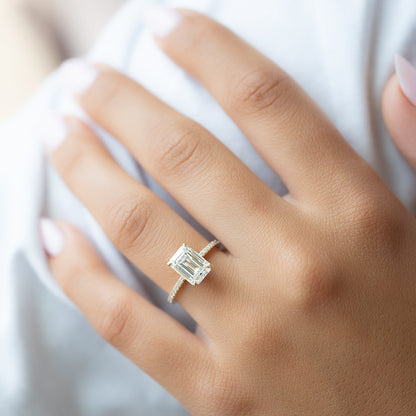 Asscher Three Stones Engagement Ring – 5.75 CT Moissanite Diamond