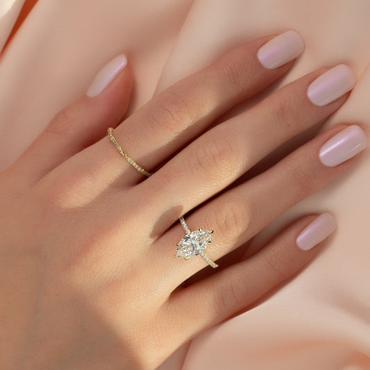 Asscher Three Stones Engagement Ring – 5.75 CT Moissanite Diamond
