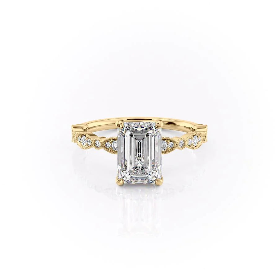 Asscher Three Stones Engagement Ring – 5.75 CT Moissanite Diamond