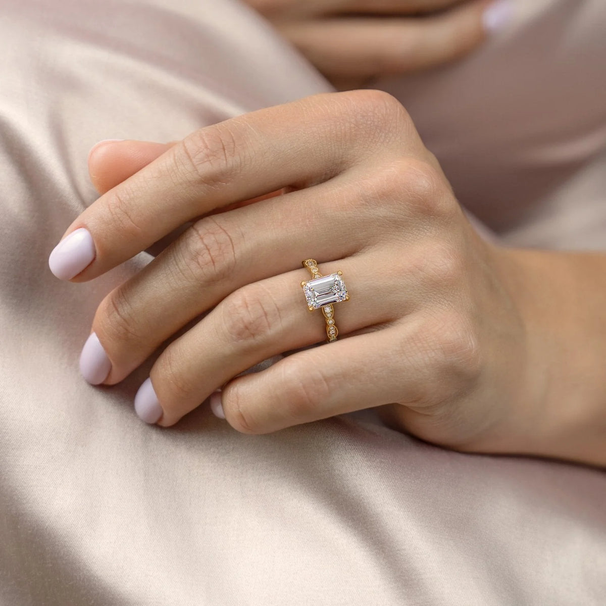 Asscher Three Stones Engagement Ring – 5.75 CT Moissanite Diamond