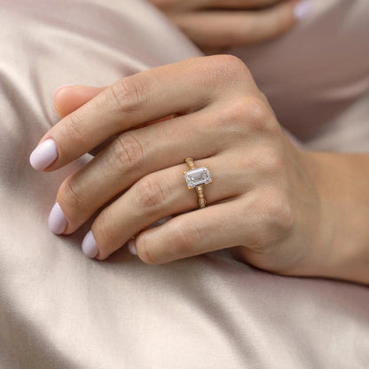 Asscher Three Stones Engagement Ring – 5.75 CT Moissanite Diamond