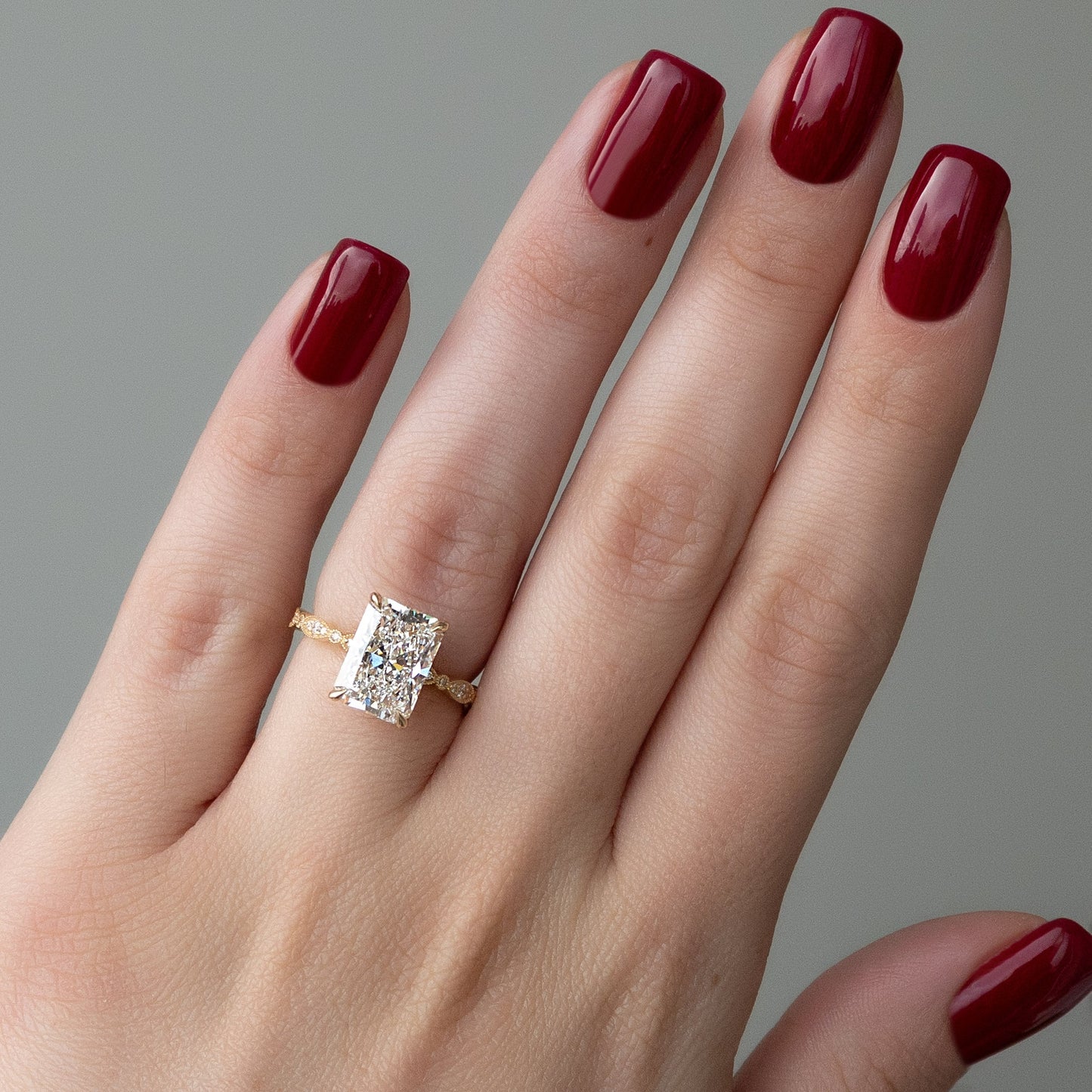 Asscher Three Stones Engagement Ring – 5.75 CT Moissanite Diamond